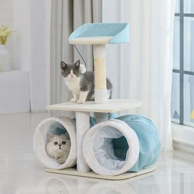 Plush Cat Climbing Tree Frame Jumping Platform Dengan Tunnel Toy Luxury Scratcher Tree Bed