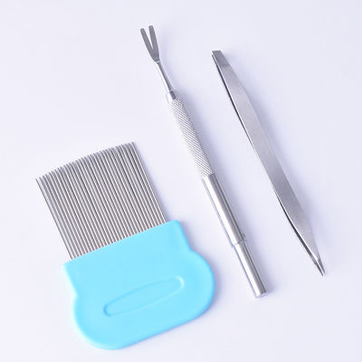 Stainless Steel Tahan Lama Tiga Potong Sisir Perawatan Hewan Peliharaan Penghilang Kutu Sisir Anjing Logam