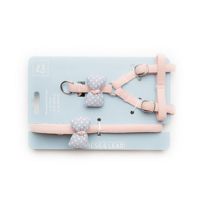 Perlengkapan Hewan Peliharaan Cute Dots Cat Harness Dasi Kupu-kupu Adjustable Pet Dada Tali Belakang Traksi Kapas Kucing Anjing Harness Leash Set
