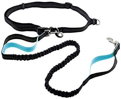 Tali Ditarik Reflektif Dog Harness Sabuk Pinggang Pegangan Ganda Elastis Bungees Hands Free Dog Leash