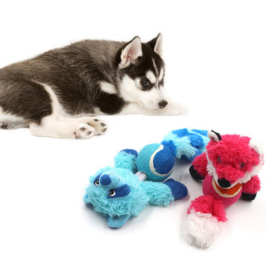 Squeaky Plush Anjing Mainan Fox Raccoon Gigitan Tahan Tahan Lama Anjing Interaktif Molar Mainan