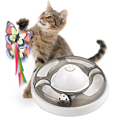 Mainan Hewan Peliharaan Kucing Berputar Listrik Dengan Bola Menghilangkan Diri Membosankan Hei Mainan Kucing Kupu-kupu