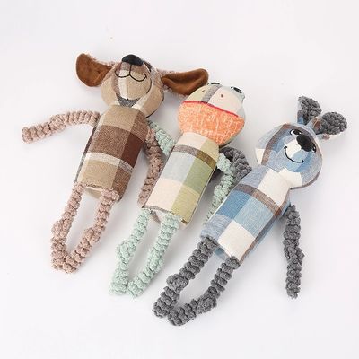 Kanvas Squeaky Dog Pet Mainan Tahan Gigitan Dengan Tabung Suara Molar Puppy Tumbuh Gigi Mainan 70g