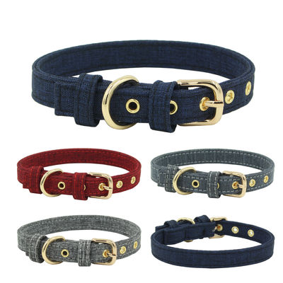 Kustom Double Layer Jahit Kanvas Dog Collar Leash Harness Set Tahan Lama