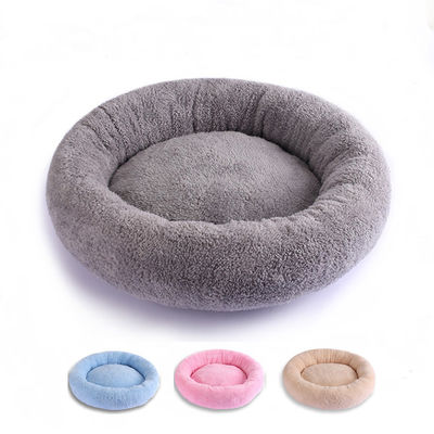 Mewah Mewah Lembut Bulat Donat Tempat Tidur Anjing Bantal Sofa yang Dapat Dicuci 560g Untuk Kucing