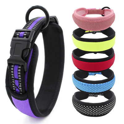Neoprene Lapisan Anjing Kerah Leash Set Anyaman Reflektif Rilis Cepat Gesper Kerah dengan Tali Traksi Set Tali Anjing