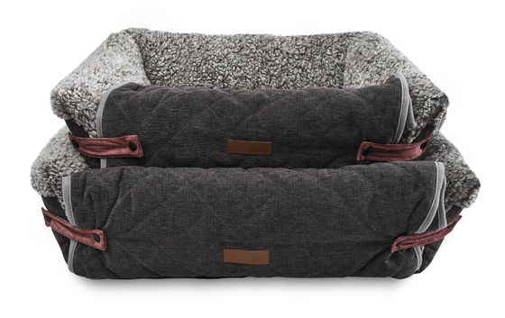 Flip Cover Tempat Tidur Hewan Peliharaan Nyaman Dilepas Bantal Sofa Anjing Abu-abu Dengan Mat Yang Dapat Dilepas