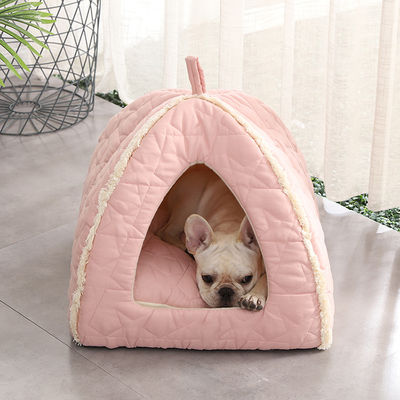 Tenda Hewan Peliharaan Mewah Dengan Tikar Dapat Dilepas Ritsleting Tempat Tidur Anjing Dengan Kandang Rumah Kucing Igloo Bawah Non Slip