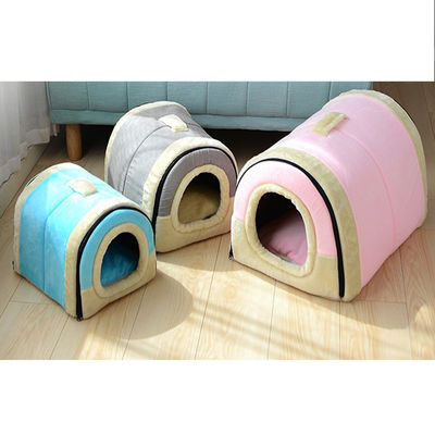 Crystal Velvet 2 In 1 Lipat Cave Pet Sleeping Bed Pemanasan Sendiri Bentuk Rumah tempat tidur nyaman kucing
