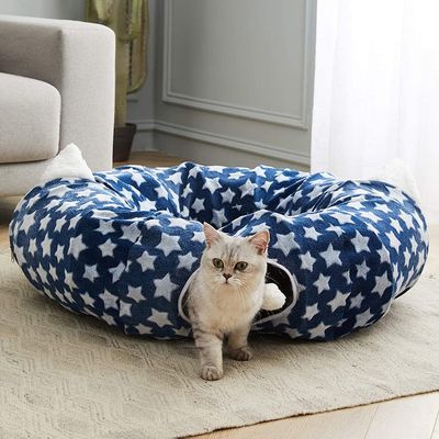 Terowongan Kucing Menyenangkan Dengan Tempat Tidur Dengan Tikar Tengah Anjing Dapat Dilipat Dengan Bola Menyenangkan Untuk Anak Kucing Peliharaan Anak Anjing
