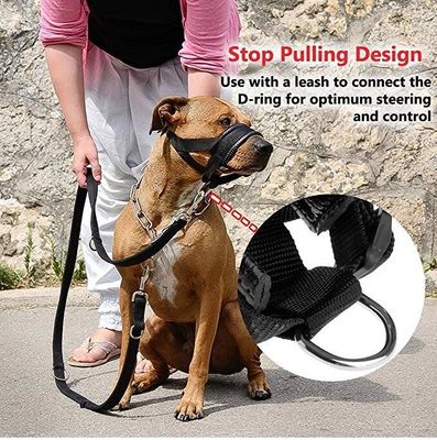 Nylon Dog Moncong Collar Leash Harness Set Penutup Mulut Anjing Empuk Lembut Anti Gigitan