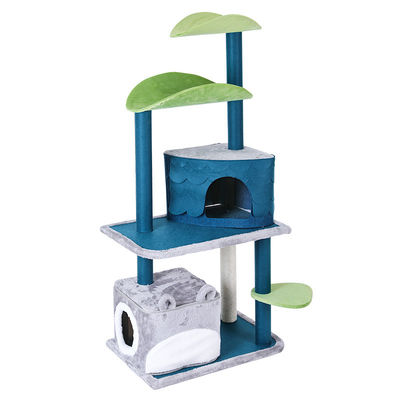 Safety Deluxe Cat Climbing Frame Tree Multi Level Dengan Gua Scratching Posts ukuran M 61*41*132cm