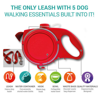 Botol Air Mangkuk Anjing Portabel Leash Built 5 In 1