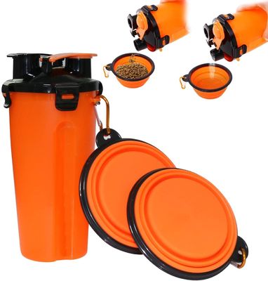 2 Botol Mangkuk Air Perjalanan Anjing yang Dapat Dilipat Untuk Botol Air Hewan Peliharaan Portabel Luar Ruangan 12oz