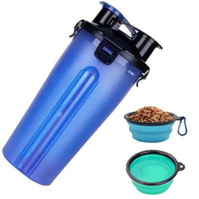 OEM ODM Makanan Portabel 2 In 1 Botol Air Anjing dengan Mangkuk Anjing yang Dapat Dilipat