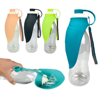 BSCI 20oz Botol Air Lipat Untuk Anjing Dengan Mangkuk Silikon Membalik
