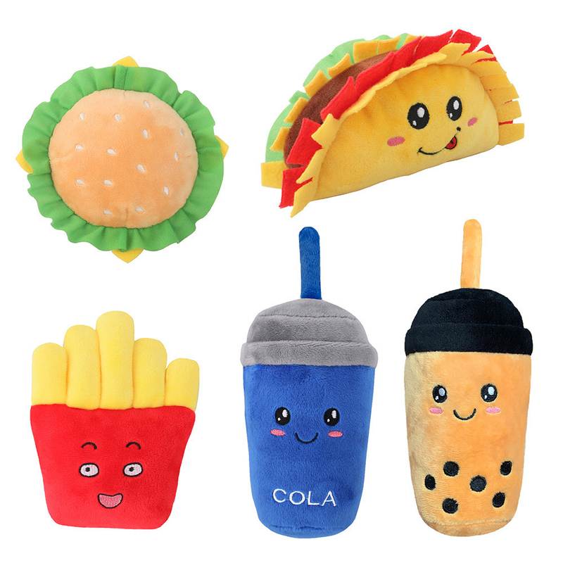Keripik Boneka Hot Dog Cola Makanan Cepat Saji Mainan Hewan Peliharaan Mewah Untuk Anjing