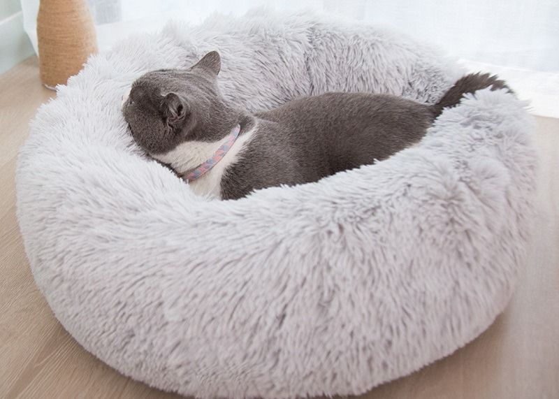 Hangat Mewah Lembut Donat Kucing Tempat Tidur Anjing Bulu Imitasi Tempat Tidur Anjing