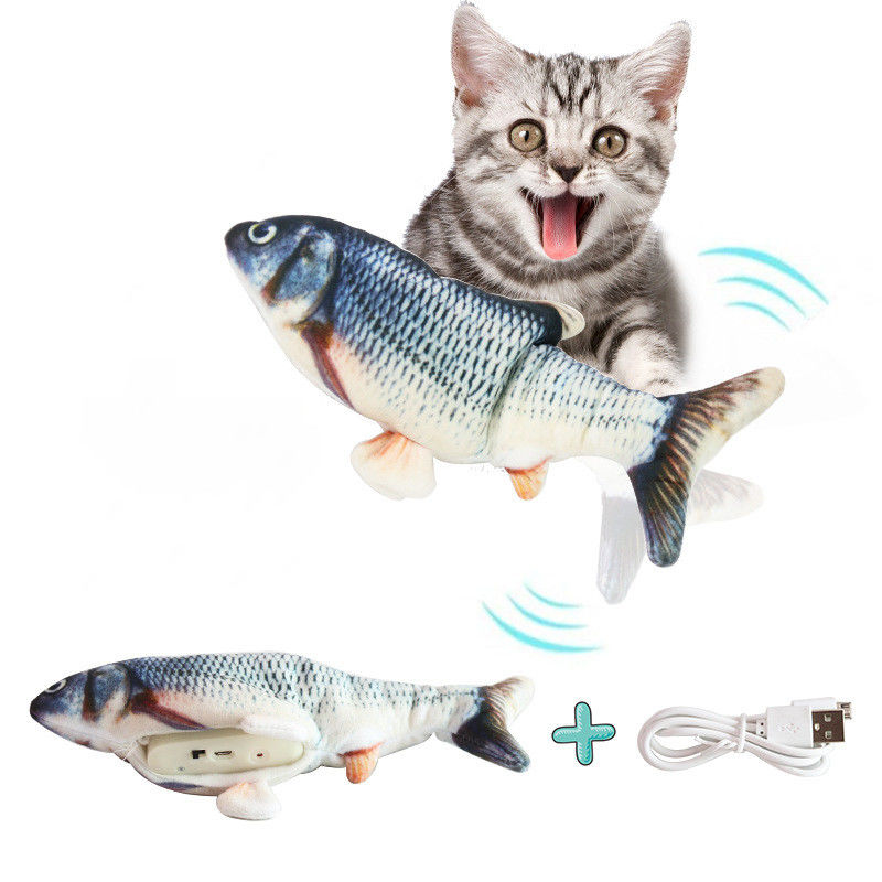 USB Charge Simulasi Listrik Flopping Fish Cat Toy Hallupet Self Playing Cat Toy