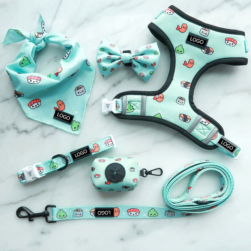 6 Buah Rompi Harness Anjing Yang Dapat Disesuaikan Yang Sesuai dengan Kerah Tali Dasi Kupu-kupu Dan Bandana Set