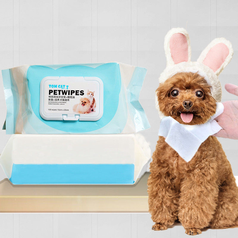 Alat Perawatan Hewan Peliharaan 100 pcs Hypoallergenic Pet Tisu Basah Pembersih Air Mata Untuk Anjing