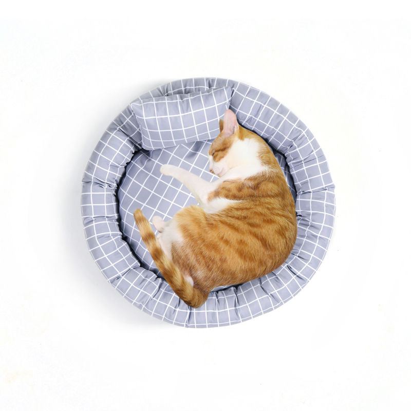 Grosir Putaran Lembut Hangat Tempat Tidur Hewan Peliharaan dengan Bantal Donat Cuddler Kucing Anjing Tempat Tidur Tempat Tidur Hewan Peliharaan Mewah dengan Non Slip Bawah