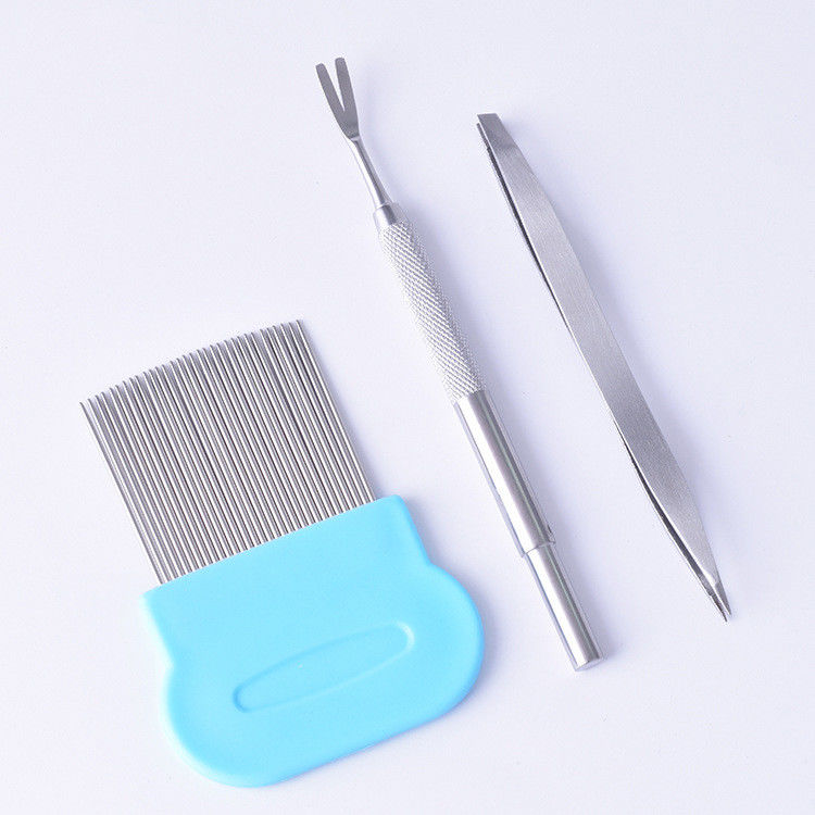 Stainless Steel Tahan Lama Tiga Potong Sisir Perawatan Hewan Peliharaan Penghilang Kutu Sisir Anjing Logam