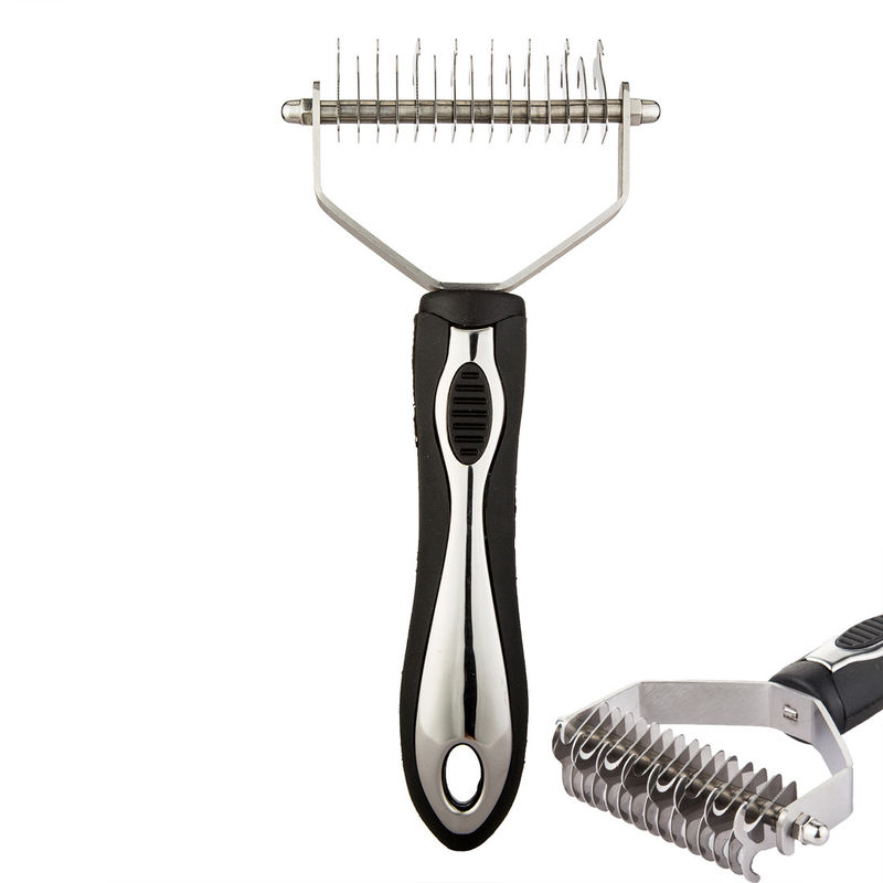 Stainless Steel Anjing Kucing Pijat Sisir Sikat Alat Perawatan Hewan Peliharaan Peregangan Sisir Rambut