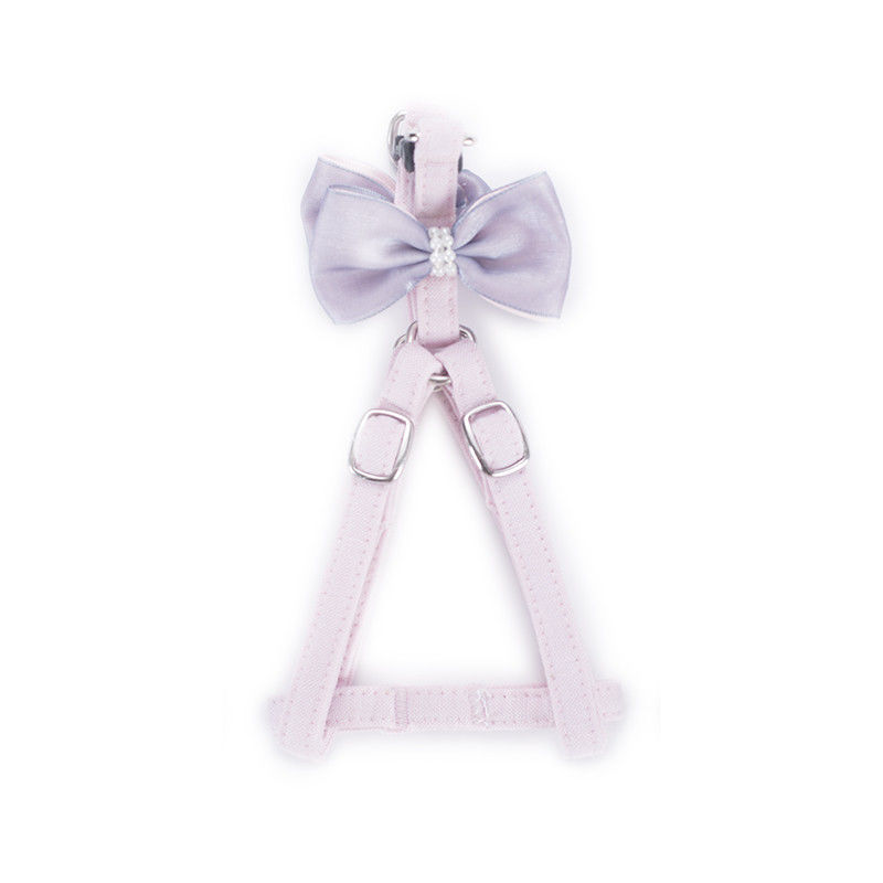 Adjustable 100% Cotton Bow Tie Girl Dog Collar Dan Leash Set Dengan Ikatan Simpul