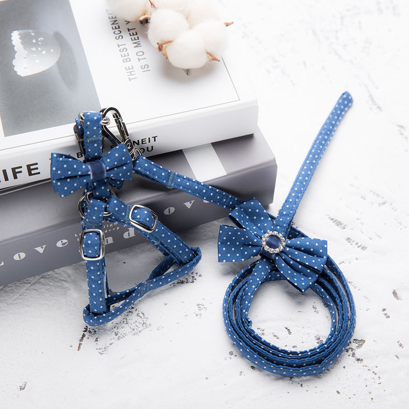 Adjustable Bernapas Anjing Harness Dengan Dasi Kupu-kupu Dapat Dicuci Nyaman Anjing Harness dan Tali Set Kapas Dada Anjing Kembali Set