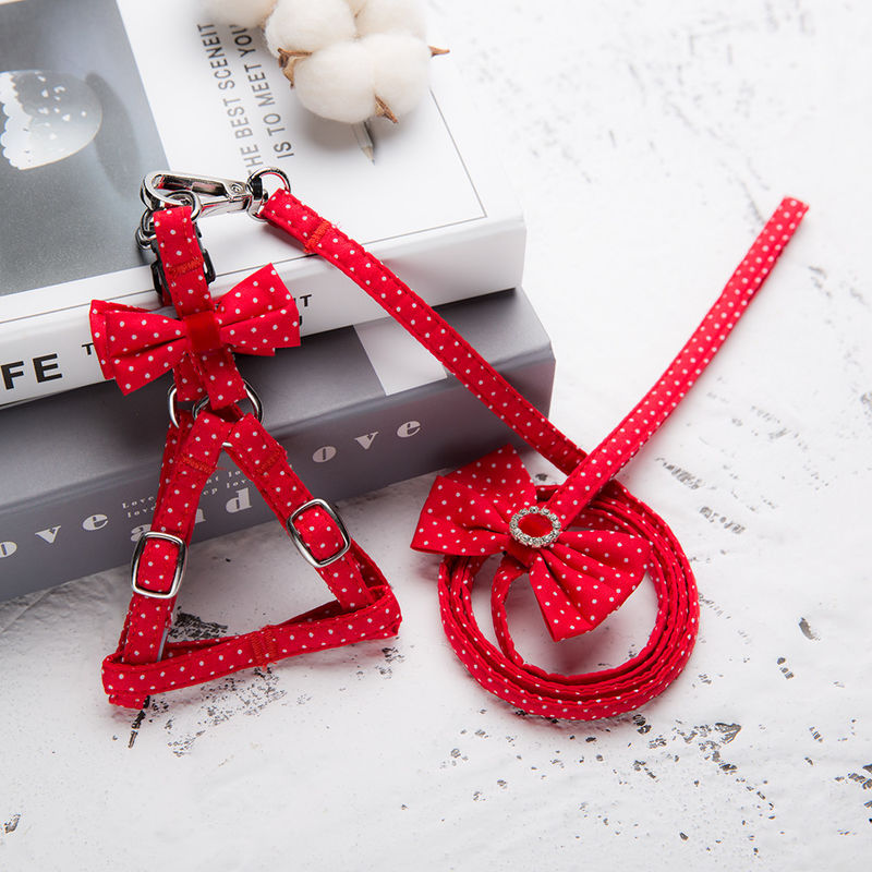 Adjustable Bernapas Anjing Harness Dengan Dasi Kupu-kupu Dapat Dicuci Nyaman Anjing Harness dan Tali Set Kapas Dada Anjing Kembali Set