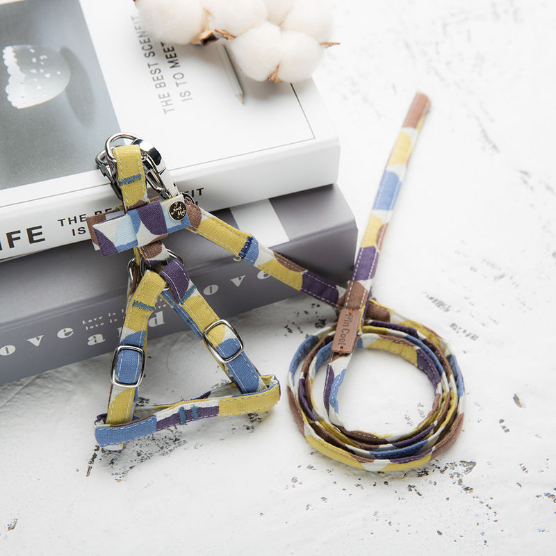 Perlengkapan Hewan Peliharaan Kapas Anjing Peliharaan Harness Leash Set Anjing Peliharaan Harness Rompi Dapat Disesuaikan Dicuci Tali Anjing Set