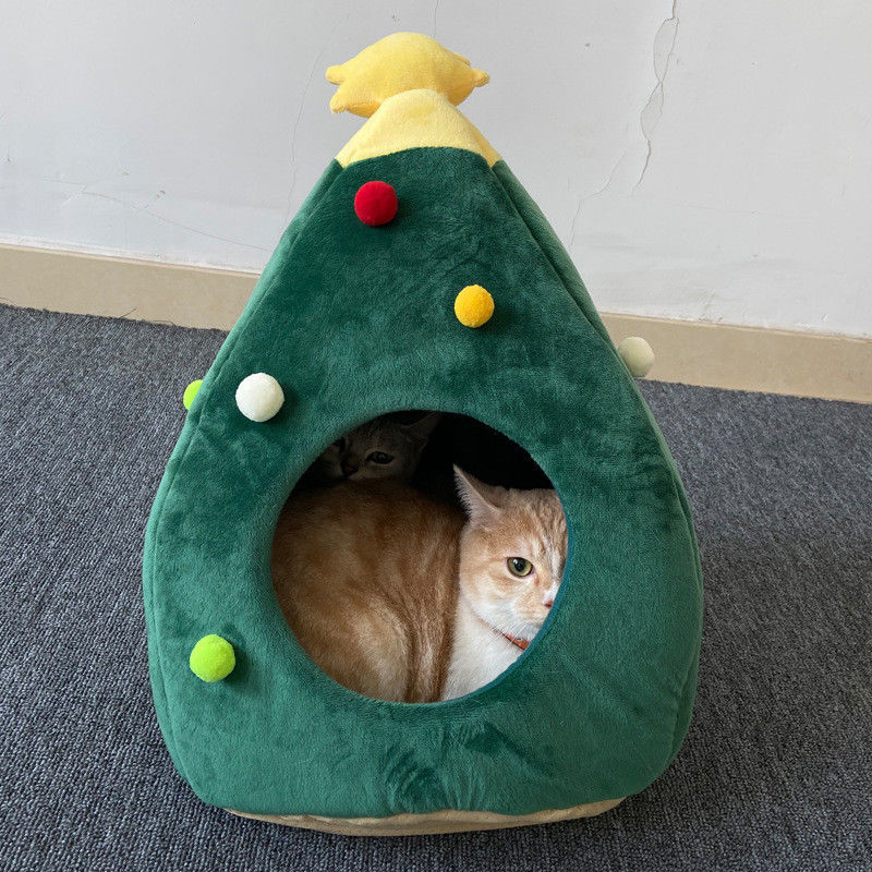 Kualitas Tinggi Kucing Tempat Tidur Anak Anjing Dapat Dicuci Hangat Tempat Tidur Hewan Peliharaan Mewah Pohon Natal Gua Mat