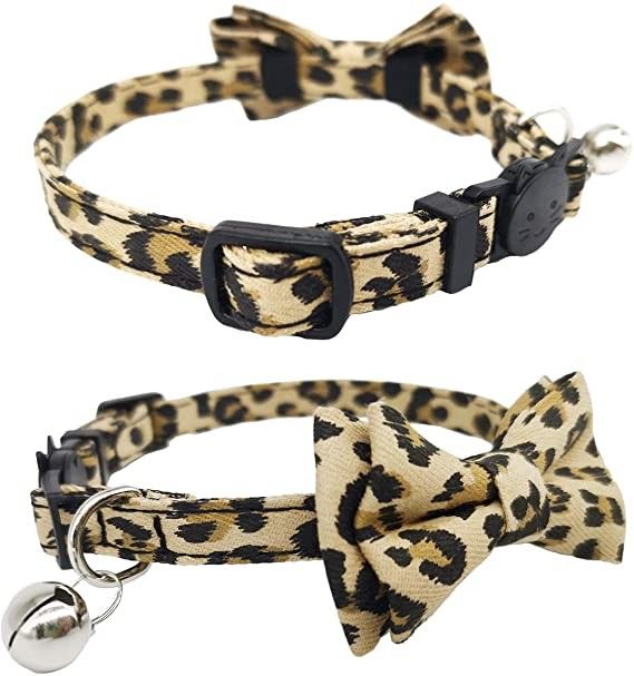 Breakaway Buckle Cat Collar Bells Dengan Dasi Kupu-kupu Lucu Untuk Anjing Kecil Kitty Dapat Disesuaikan