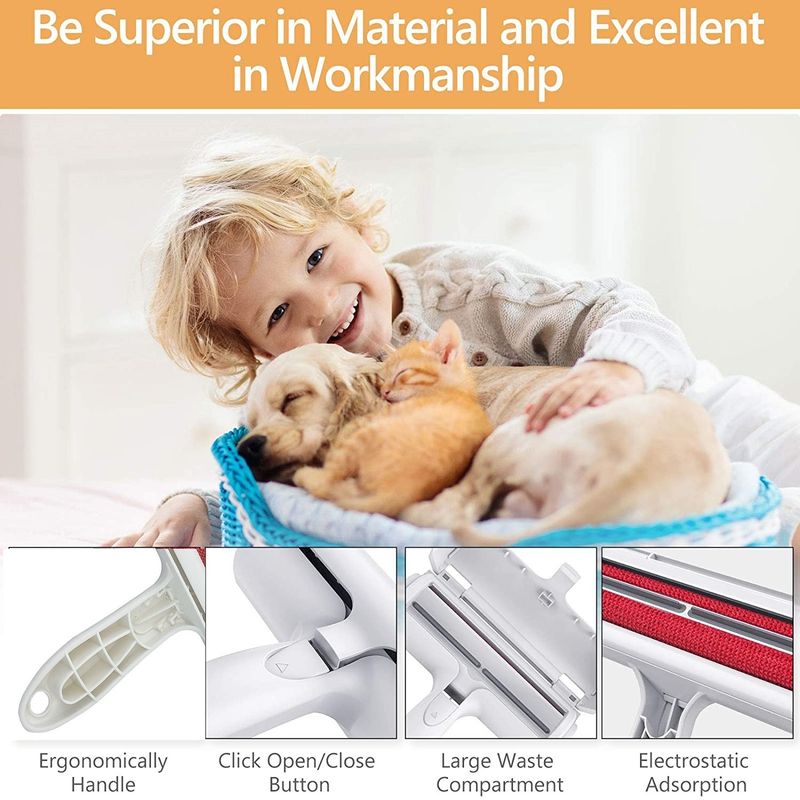 Self Cleaning Reusable Pet Grooming Tools 450g Rol Penghilang Rambut Hewan Peliharaan Untuk Tempat Tidur Furnitur