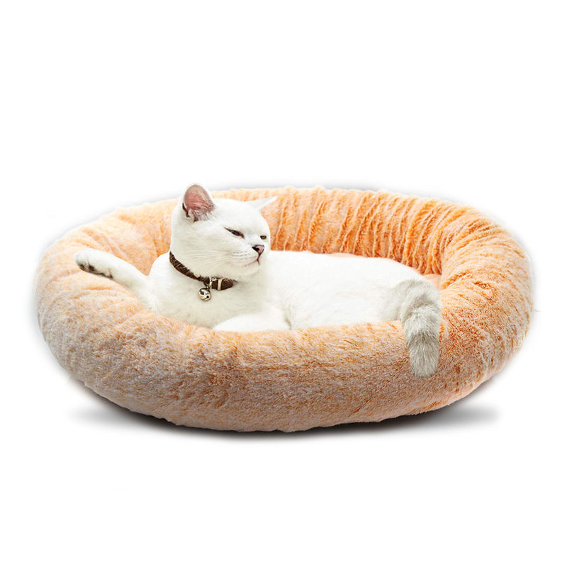 Tempat Tidur Kucing Donat Bulu Imitasi Tempat Tidur Anjing untuk Anjing Kecil Menengah Pemanasan Sendiri Tempat Tidur Hewan Peliharaan Pelukan Mewah Mat