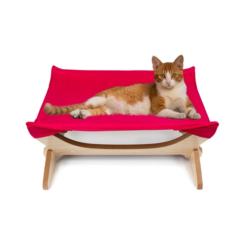 Tempat Tidur Kucing yang Ditinggikan Tempat Tidur Selimut Kucing Tempat Tidur Kayu Bingkai Yang Dapat Dilepas Persegi Gantung Sofa Kucing yang Dapat Dicuci