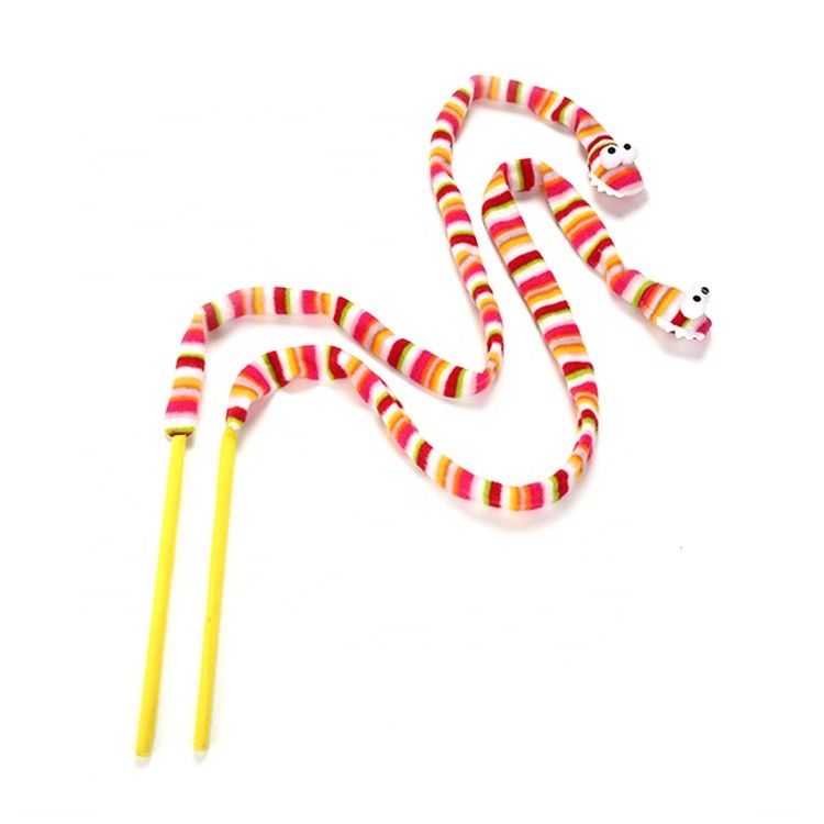Vocal Pink Snake Cat Pet Toys Cat Feather Teaser Tongkat 113cm