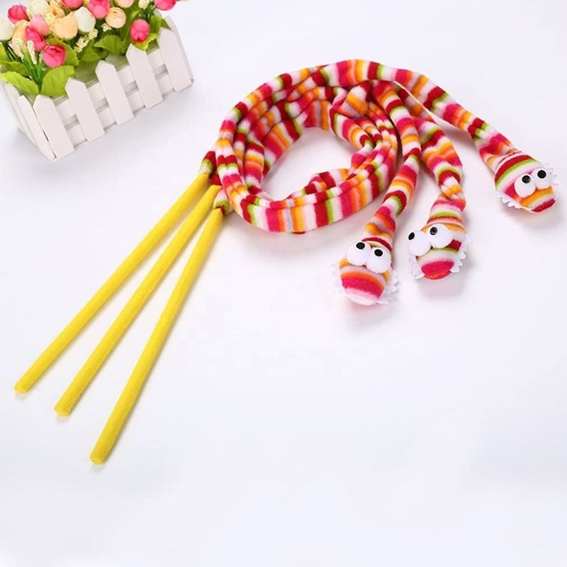 Vocal Pink Snake Cat Pet Toys Cat Feather Teaser Tongkat 113cm
