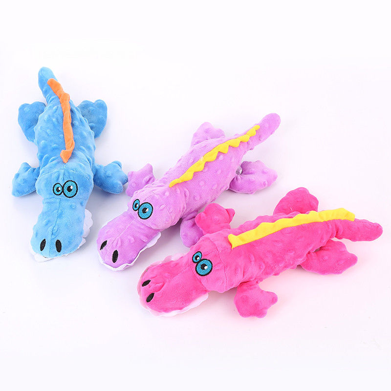 Realistis Kartun Buaya Plush Dog Pet Toys Fabric Squeaky Cute