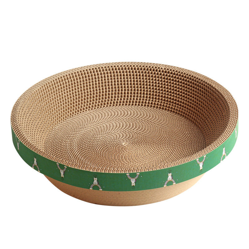 Karton Bulat Tahan Lama Cat Tempat Tidur Mangkuk Bentuk Corrugated Cat Scratching Pad 700g
