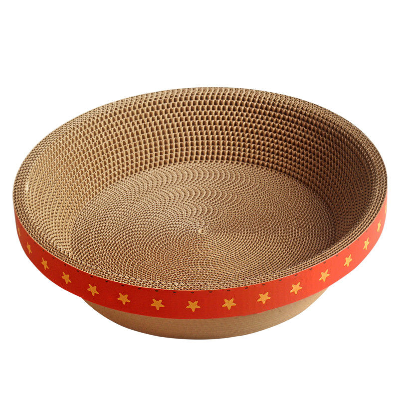 Karton Bulat Tahan Lama Cat Tempat Tidur Mangkuk Bentuk Corrugated Cat Scratching Pad 700g