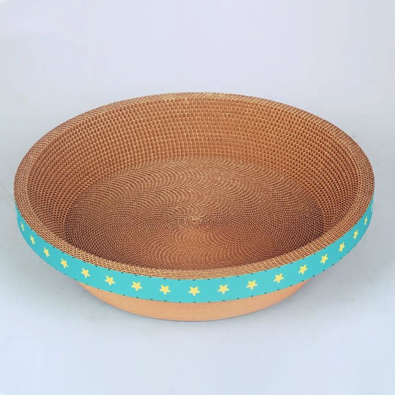 Karton Bulat Tahan Lama Cat Tempat Tidur Mangkuk Bentuk Corrugated Cat Scratching Pad 700g