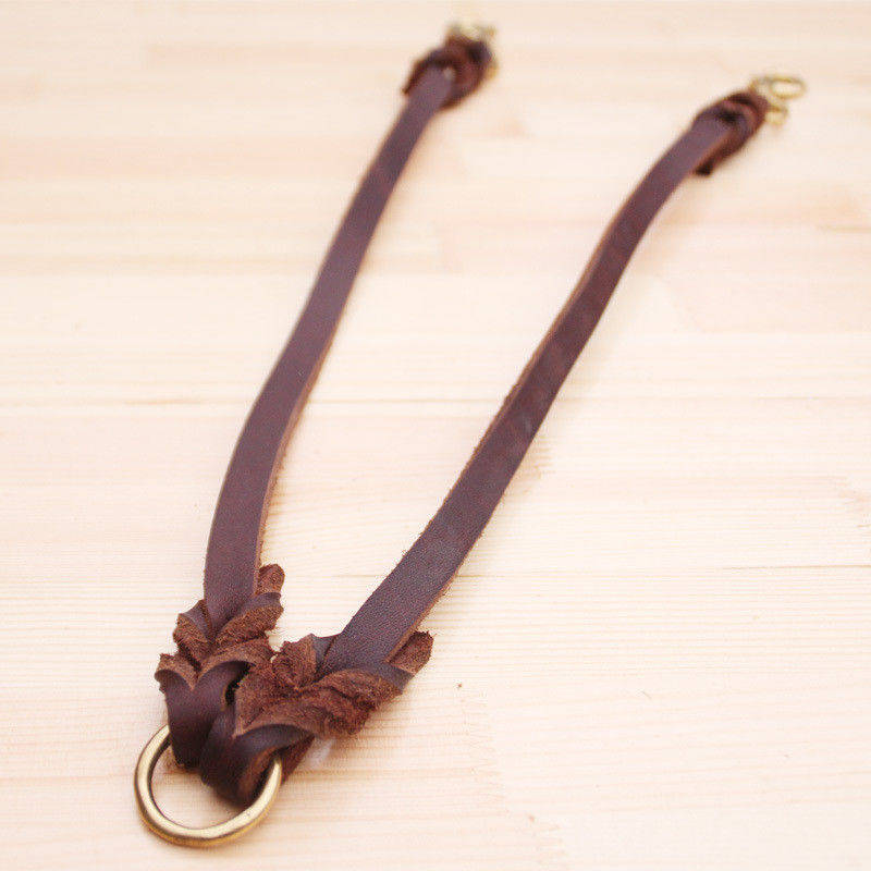 Tali Traksi Tali Kerah Kulit Sapi Hewan Peliharaan Set Tali  Double Ended Dog Lead 50CM