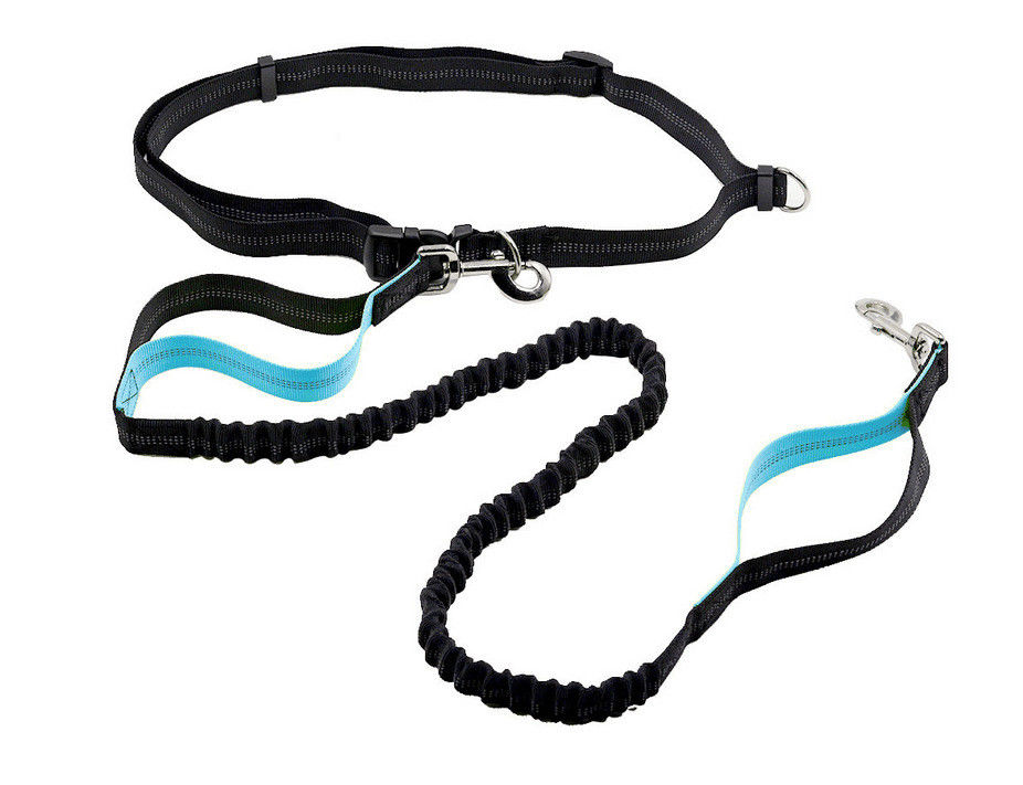 Tali Ditarik Reflektif Dog Harness Sabuk Pinggang Pegangan Ganda Elastis Bungees Hands Free Dog Leash
