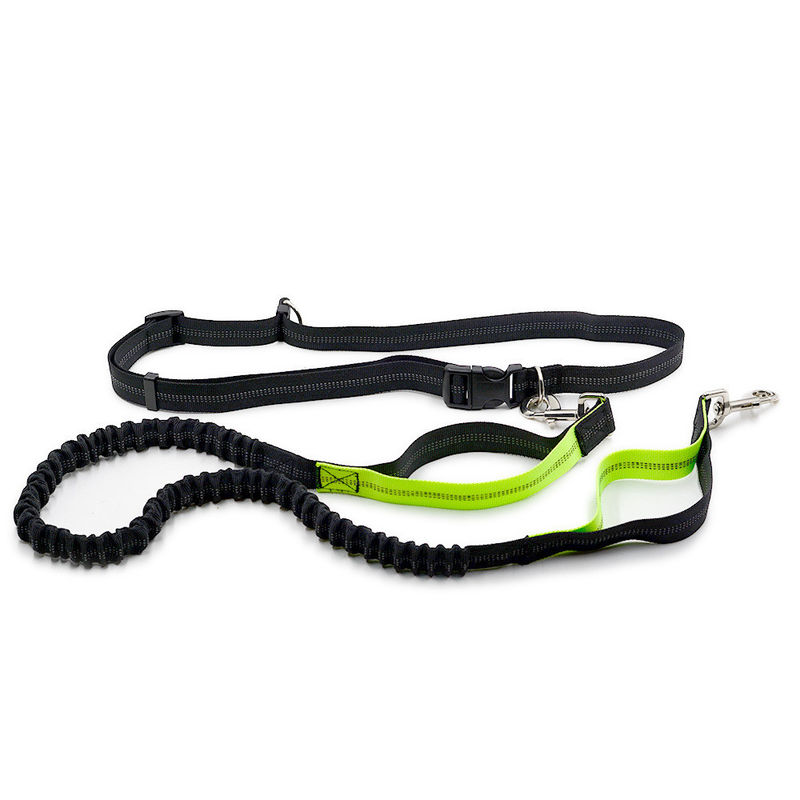 Tali Ditarik Reflektif Dog Harness Sabuk Pinggang Pegangan Ganda Elastis Bungees Hands Free Dog Leash