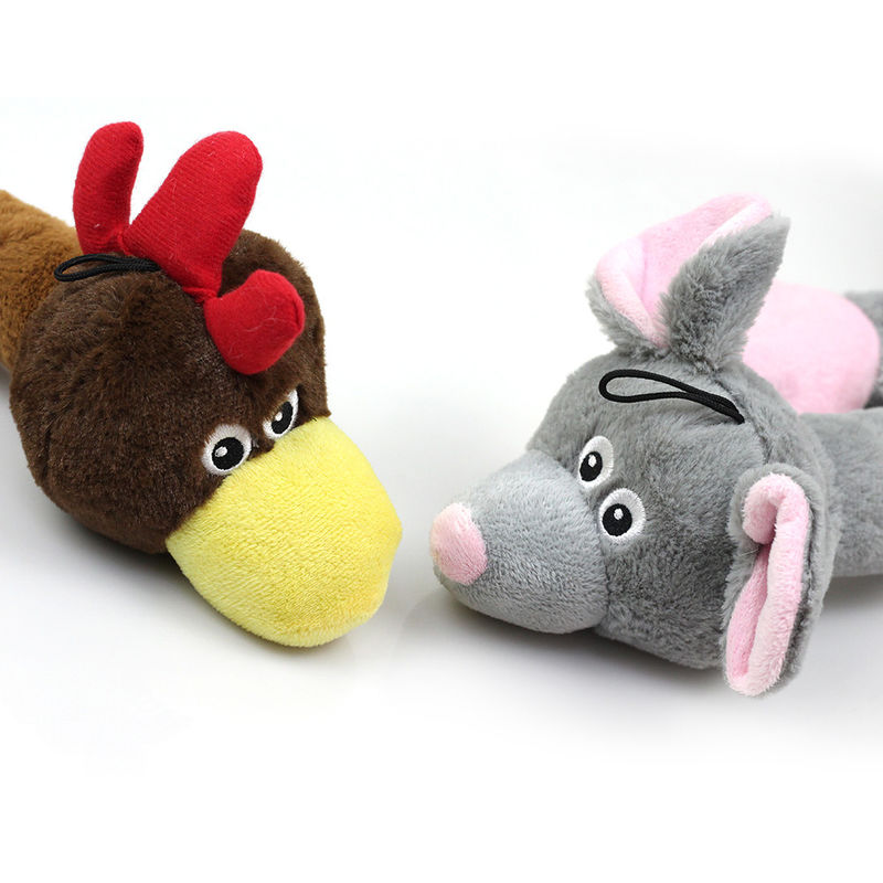 Bentuk Hewan Tahan Gigitan Mewah Lucu Kucing Anjing Mainan Squeaky Durable Chew Toys