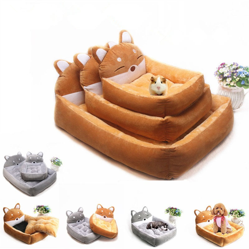 Modern Cut Sofa Tempat Tidur Hewan Peliharaan Nyaman Kuning Abu-abu Kartun Tempat Tidur Hewan Peliharaan 1600g