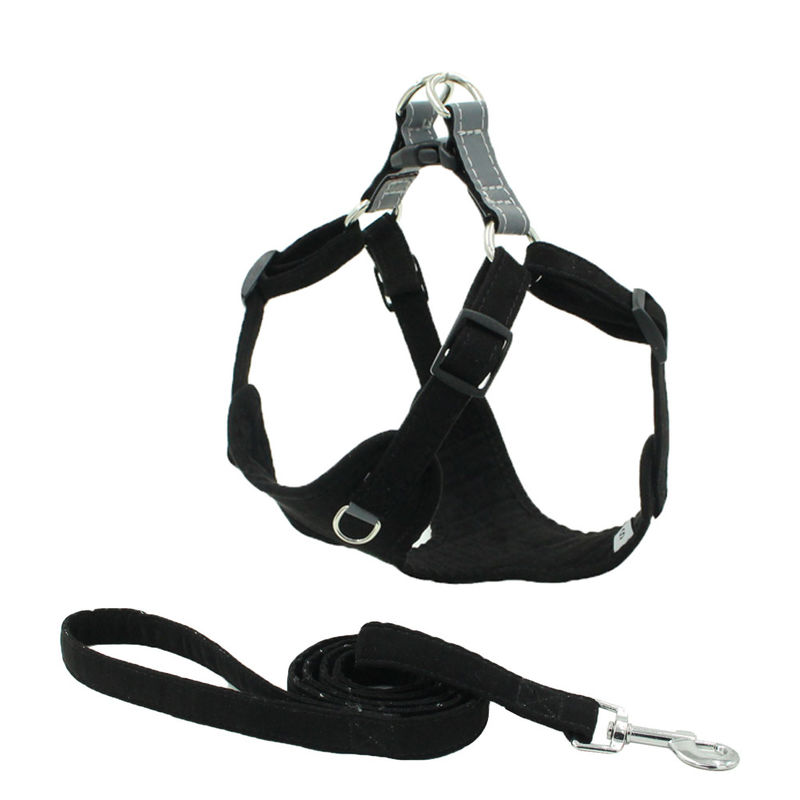 Kain Suede Reflektif Dada Anjing Kerah Leash Harness Set Easy Walk Dog Harness