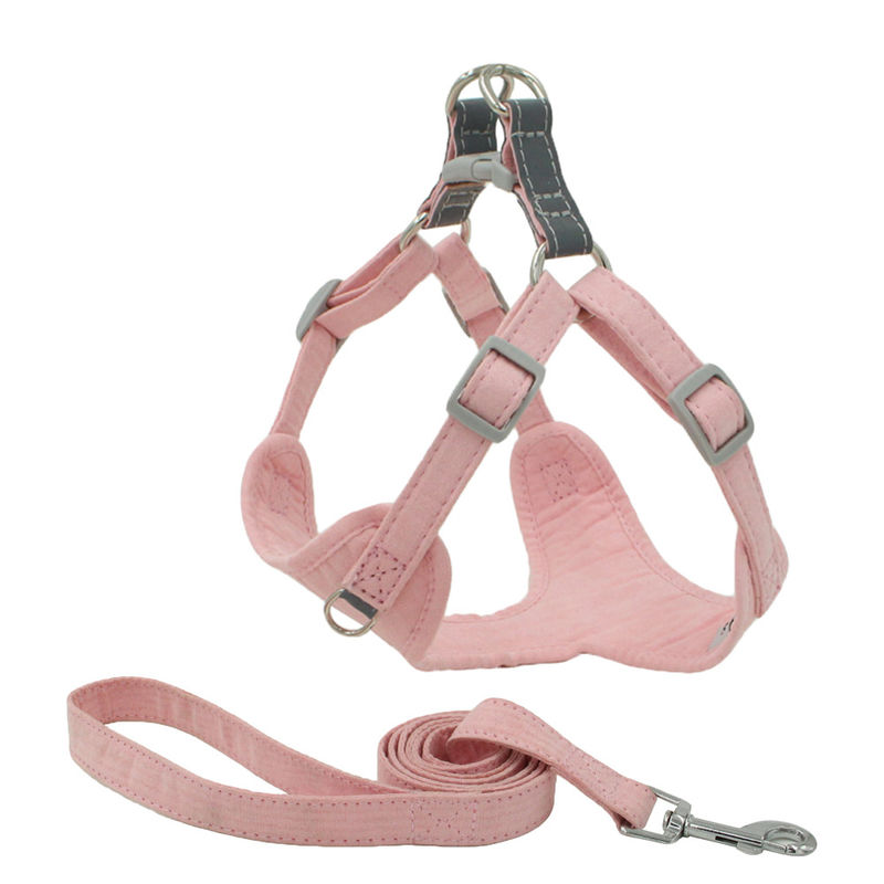 Kain Suede Reflektif Dada Anjing Kerah Leash Harness Set Easy Walk Dog Harness